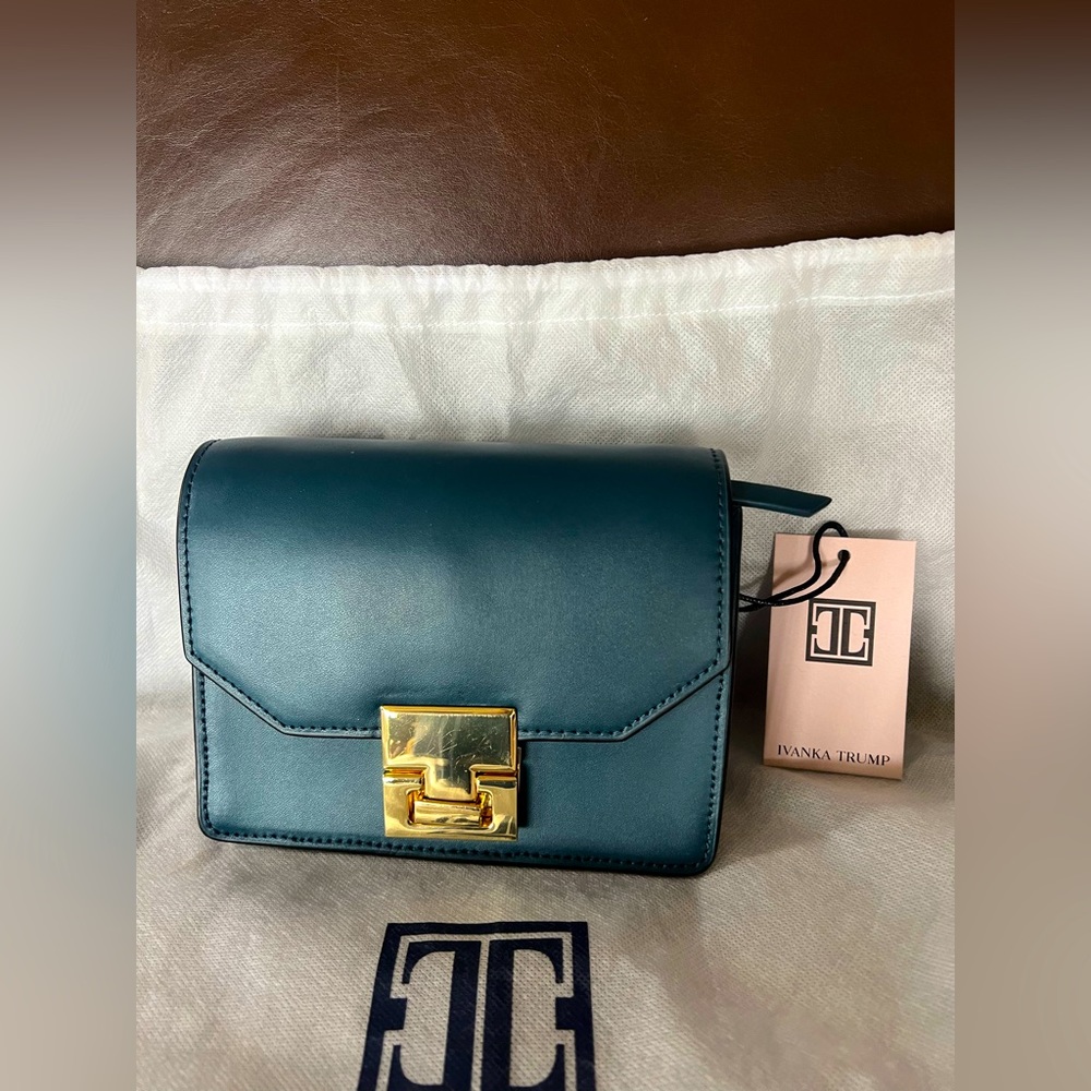 NWT Ivanka Trump Hopewell Mini Leather Shoulder bag in a gorgeous teal color